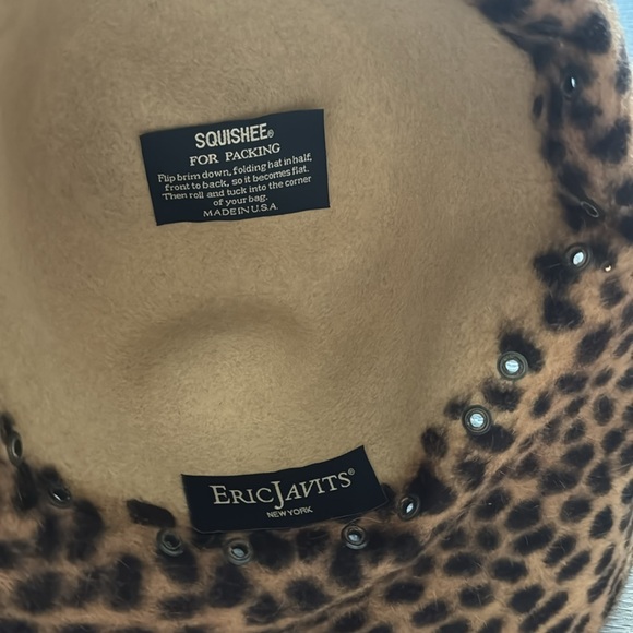 Eric Javits New York Wide brim leopard cheetah hat perforated squishee - Picture 7 of 10